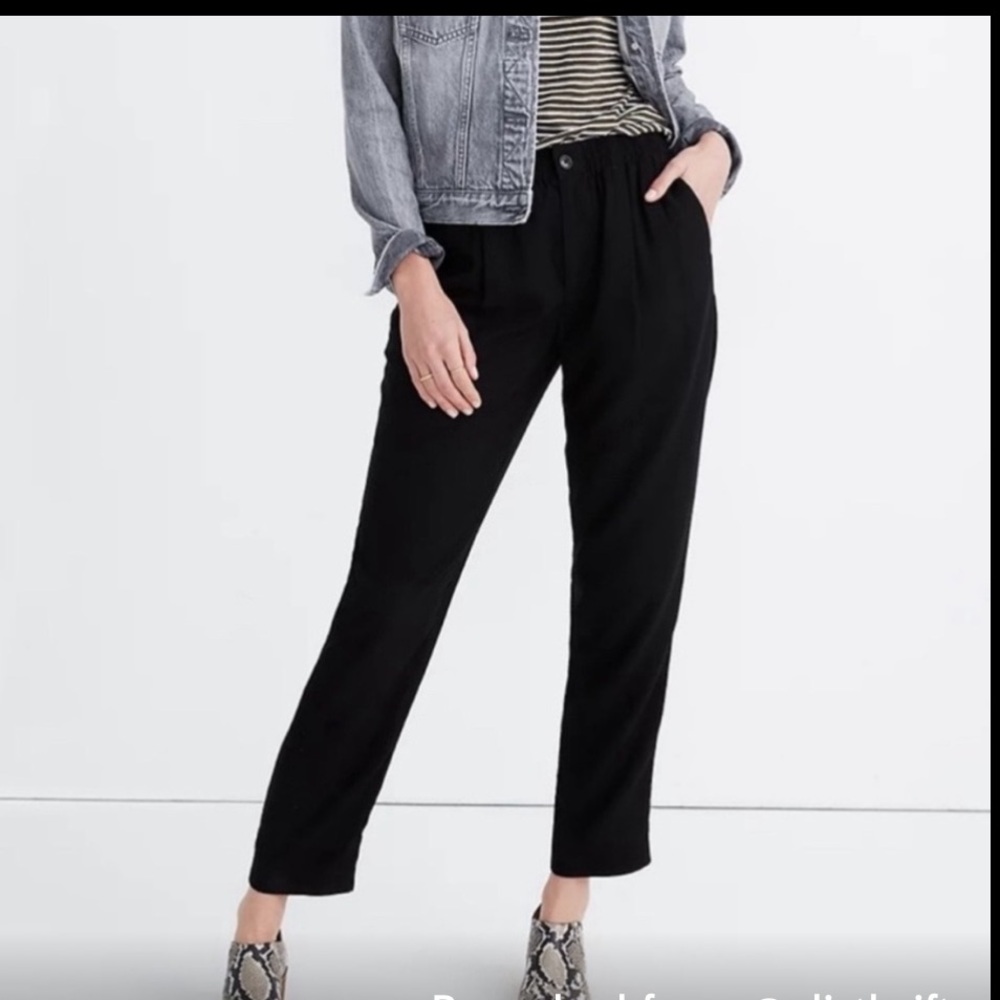 Madewell Black Drapey Pull On Track Trousers Size Medium
